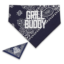 Load Image into Gallery viewer, Butcher Block Grill Buddy Bandana Blue Paisley