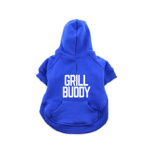 Load Image into Gallery viewer, Butcher Block Grill Buddy Dog Hoodie Blue Back