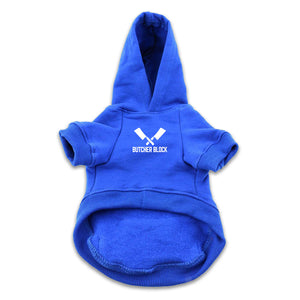 Butcher Block Grill Buddy Dog Hoodie Blue Front