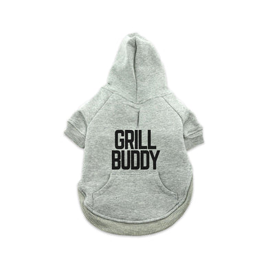 Butcher Block Grill Buddy Dog Hoodie Grey Back