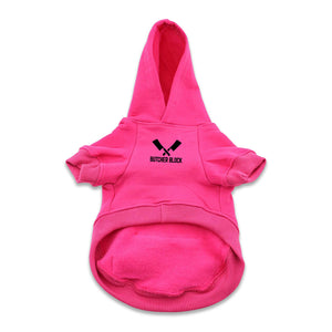 Butcher Block Grill Buddy Dog Hoodie Pink Front