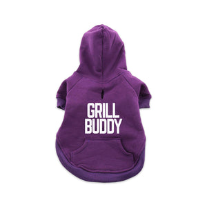 Butcher Block Grill Buddy Dog Hoodie Purple Back