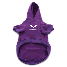 Load Image into Gallery viewer, Butcher Block Grill Buddy Dog Hoodie Purple Front