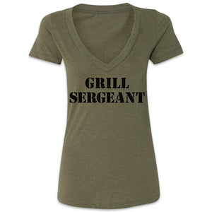 Butcher Block Supply Co Grill Sergeant Tee Ladies Military Green