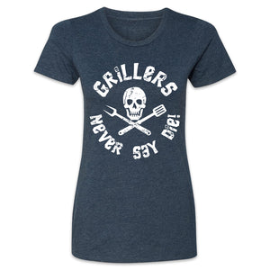 Butcher Block Grillers Never Say Die Tee Ladies Midnight Navy