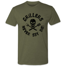 Load Image into Gallery viewer, Butcher Block Griller Never Say Die Tee Mens Military Green