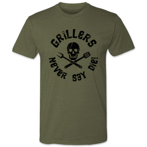 Butcher Block Griller Never Say Die Tee Mens Military Green