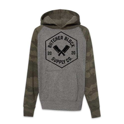 Butcher Block Logo Hoodie Youth Nickel Camo