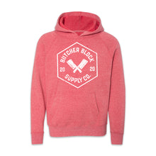 Load Image into Gallery viewer, Butcher Block Logo Hoodie Youth Pink