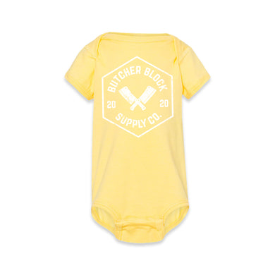 Butcher Block Logo Onesie Kids Butter