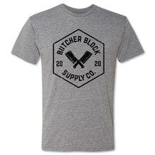 Load Image into Gallery viewer, Butcher Block Supply Co Logo Tee Mens Heather Grey