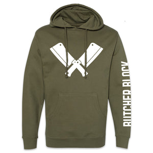 Butcher Block Pullover Hoodies Army Front