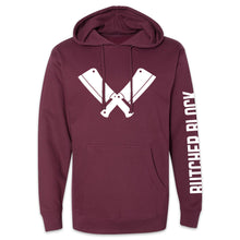 Load Image into Gallery viewer, Butcher Block Pullover Hoodies Maroon Front