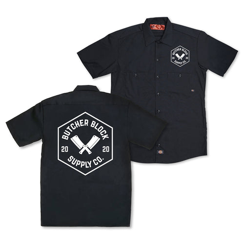 Butcher Block Supply Co Logo Shop Shirt Black Front And Back