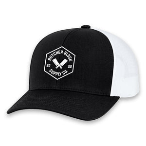 Butcher Block Snapback Hat Black White