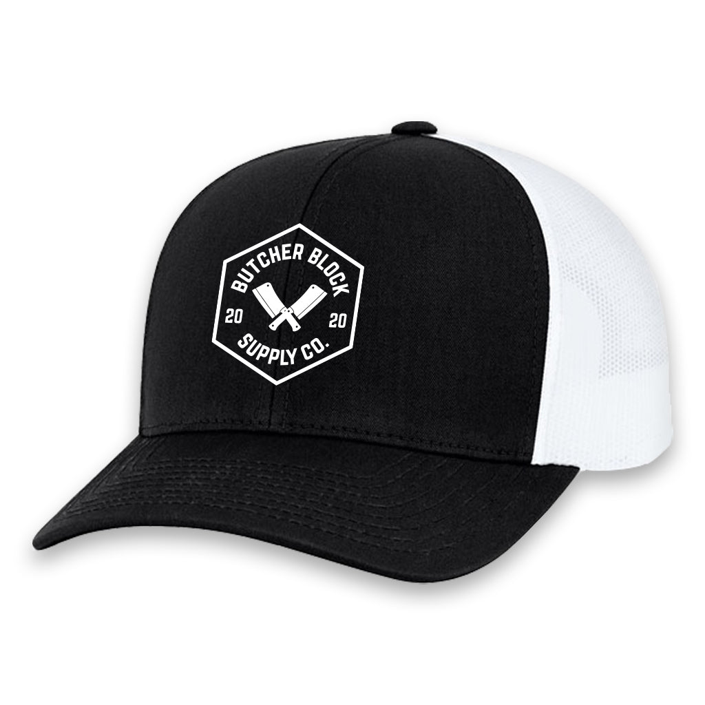 Butcher Block Snapback Hat Black White