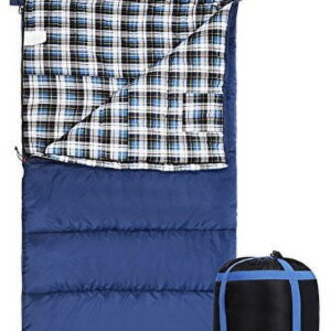 REDCAMP Flannel Sleeping Bag for Adults, Comfortable Cotton Sleeping Bags for Camping with Detachable Hood,Blue