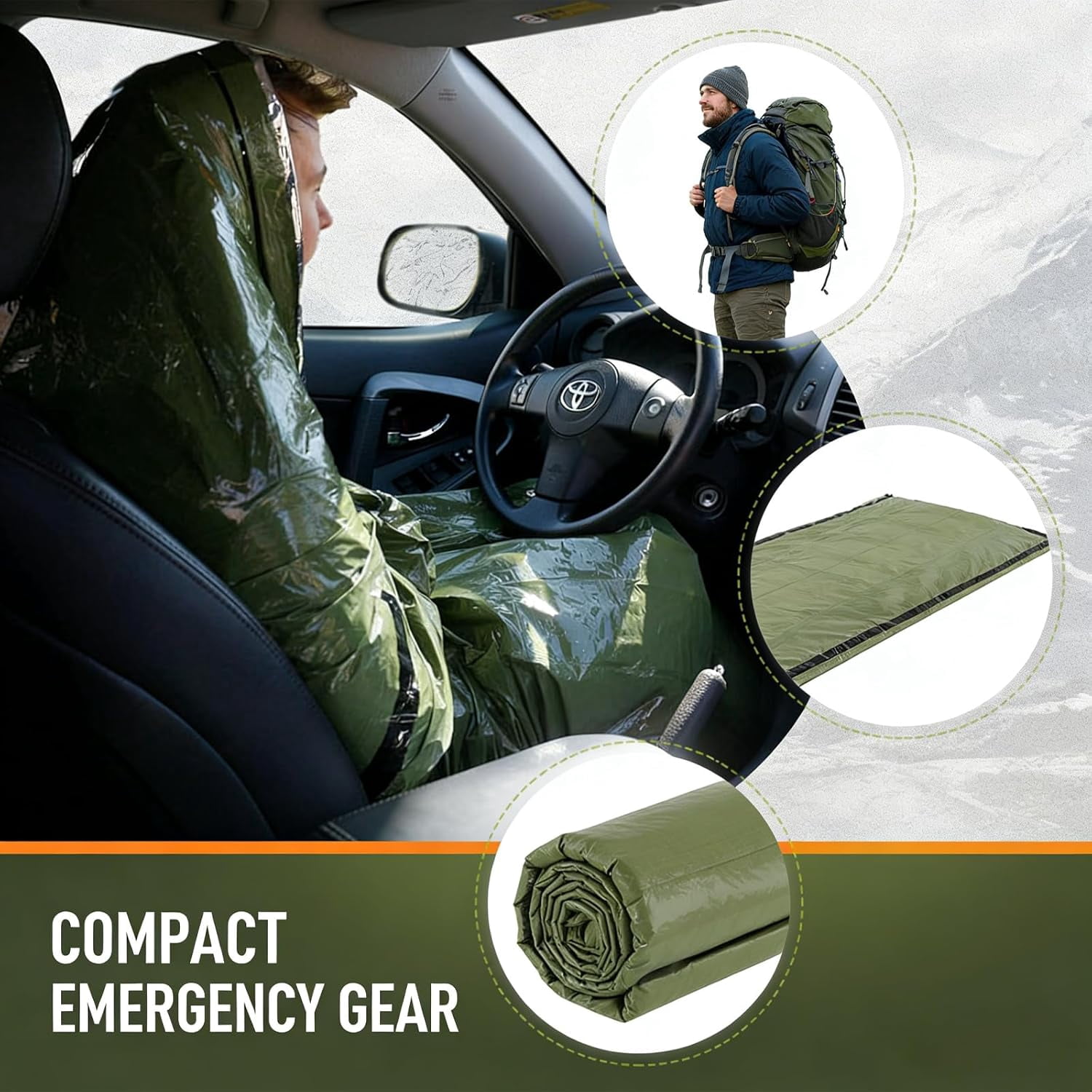 Sleeping Bag, Terrashell Blanket, Emergency Sleeping Bag, Compact Lightweight, Waterproof, Heat Blanket Survival for Survival Kit Car Camping Gear Hiking Go (25 μm) - Image 4