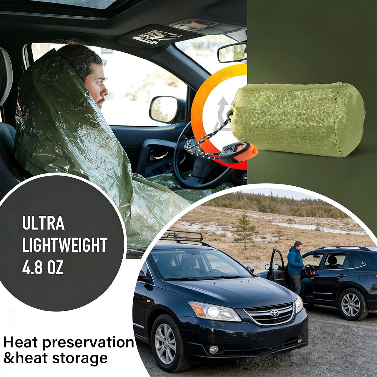 Sleeping Bag, Terrashell Blanket, Emergency Sleeping Bag, Compact Lightweight, Waterproof, Heat Blanket Survival for Survival Kit Car Camping Gear Hiking Go (25 μm) - Image 6