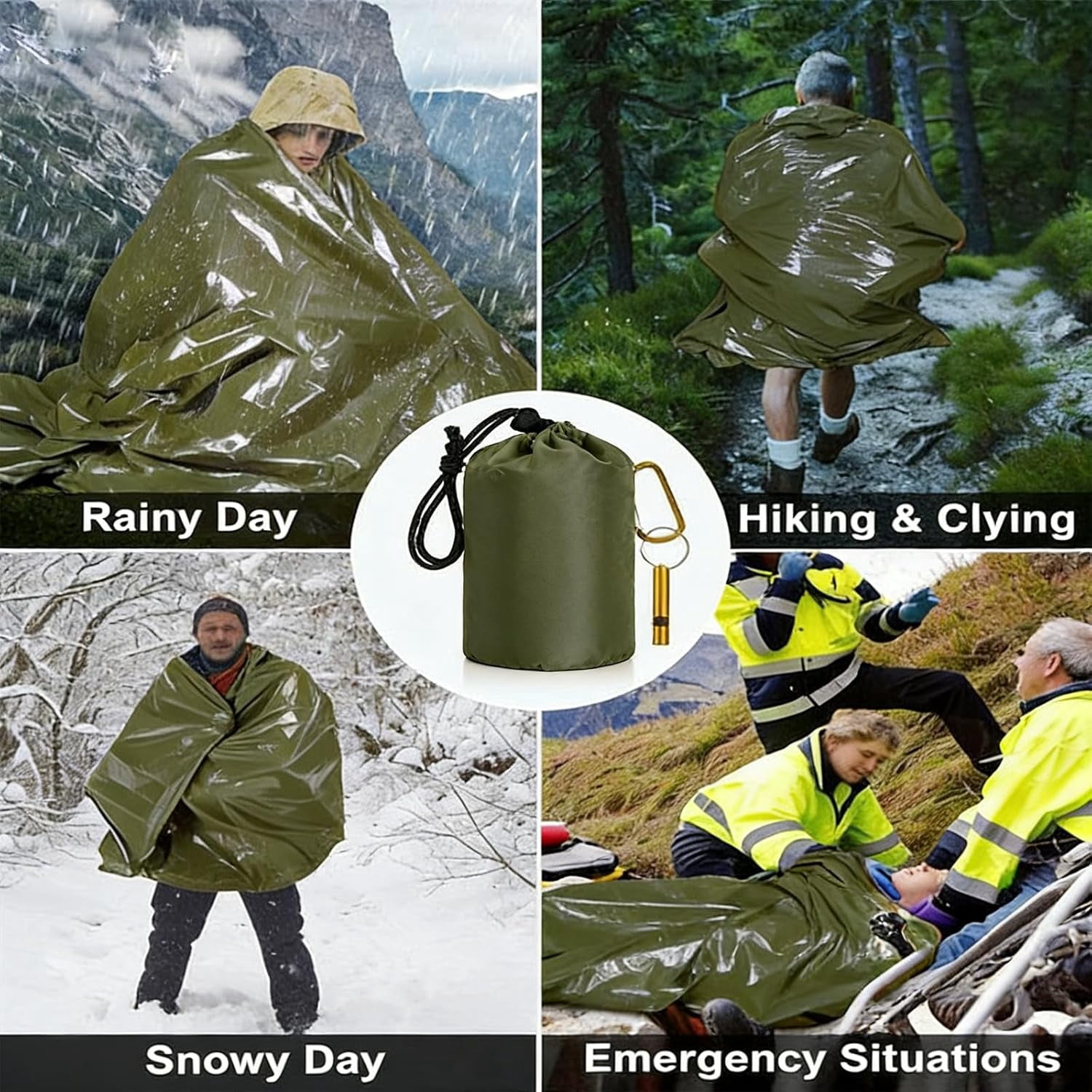 Sleeping Bag, Terrashell Blanket, Emergency Sleeping Bag, Compact Lightweight, Waterproof, Heat Blanket Survival for Survival Kit Car Camping Gear Hiking Go (25 μm) - Image 7