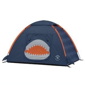 Firefly! Outdoor Gear 72" x 48" x 44" Finn the Shark 2-Person Kid's Camping Tent - Navy/Orange/Gray Color