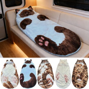 FEOLGEHLY Soft Cat Sleeping Bag for Adults – Plush Cat Envelope Sleeping Bag for Home Car, Sleepovers & Home Lounging, Backpacking Hiking Camping Microfiber Liner, Washable Warm Gifts, 69x31.5 inch
