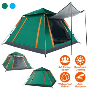 5Person Foldable Camping Tent,  Waterproof Tent w/ 2 Mosquito Windows Carrying Bag