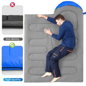 Cold Weather Sleeping Bag for Adults, 5°F-32°F, Lightweight, Waterproof with Heat Retention, Stuff Sack & Snag-Free Zipper | Ideal for Camping, Sleepovers,  Guests (Blue)