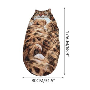 Giant Plush Cat Sleeping Bag, Realistic Furry Design for Ultimate Relaxation, Portable Indoor and Outdoor Use, Soft and Warm Sleeplike Experience for Cozy Evenings, 68.9×31.5in