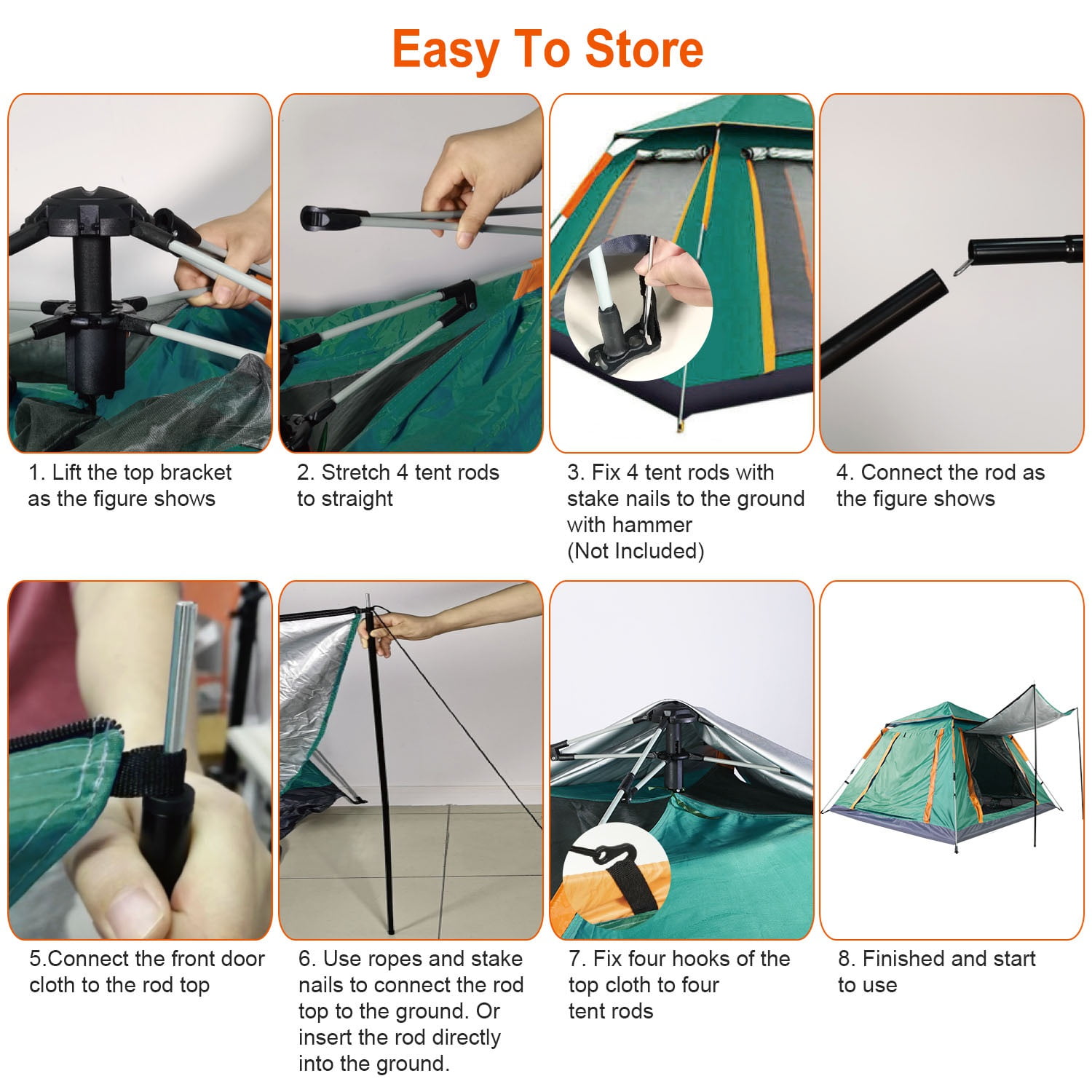 60-Second Setup 4-5 Person Family Camping Tent - Lightweight Portable Dome Tent with Dual Mosquito Net Windows, Waterproof Rainfly for Outdoor, Hiking & Backpacking,Green - Image 5