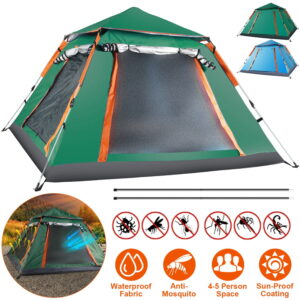 Family Camping Tent, Moclever 4-5 Person Portable Camping Tent Waterproof with 2 Mosquito Nets Windows Easy Setup for Camping Hiking, Green