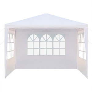 Wedding Tent, 10' * 10' Waterproof Tent with 3 Sides and Spiral Tubes White