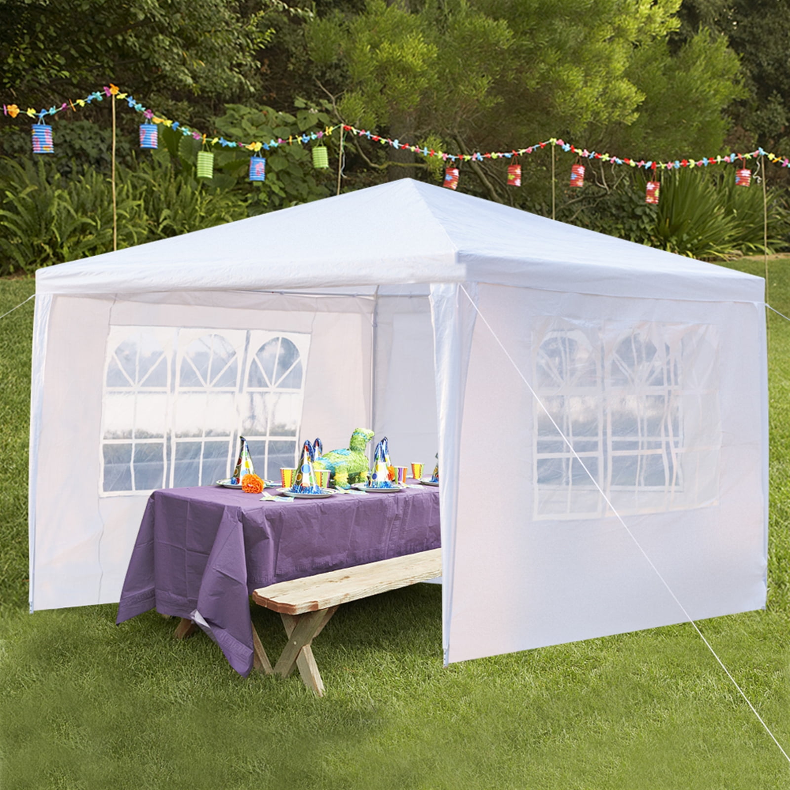 Wedding Tent, 10' * 10' Waterproof Tent with 3 Sides and Spiral Tubes White - Image 6
