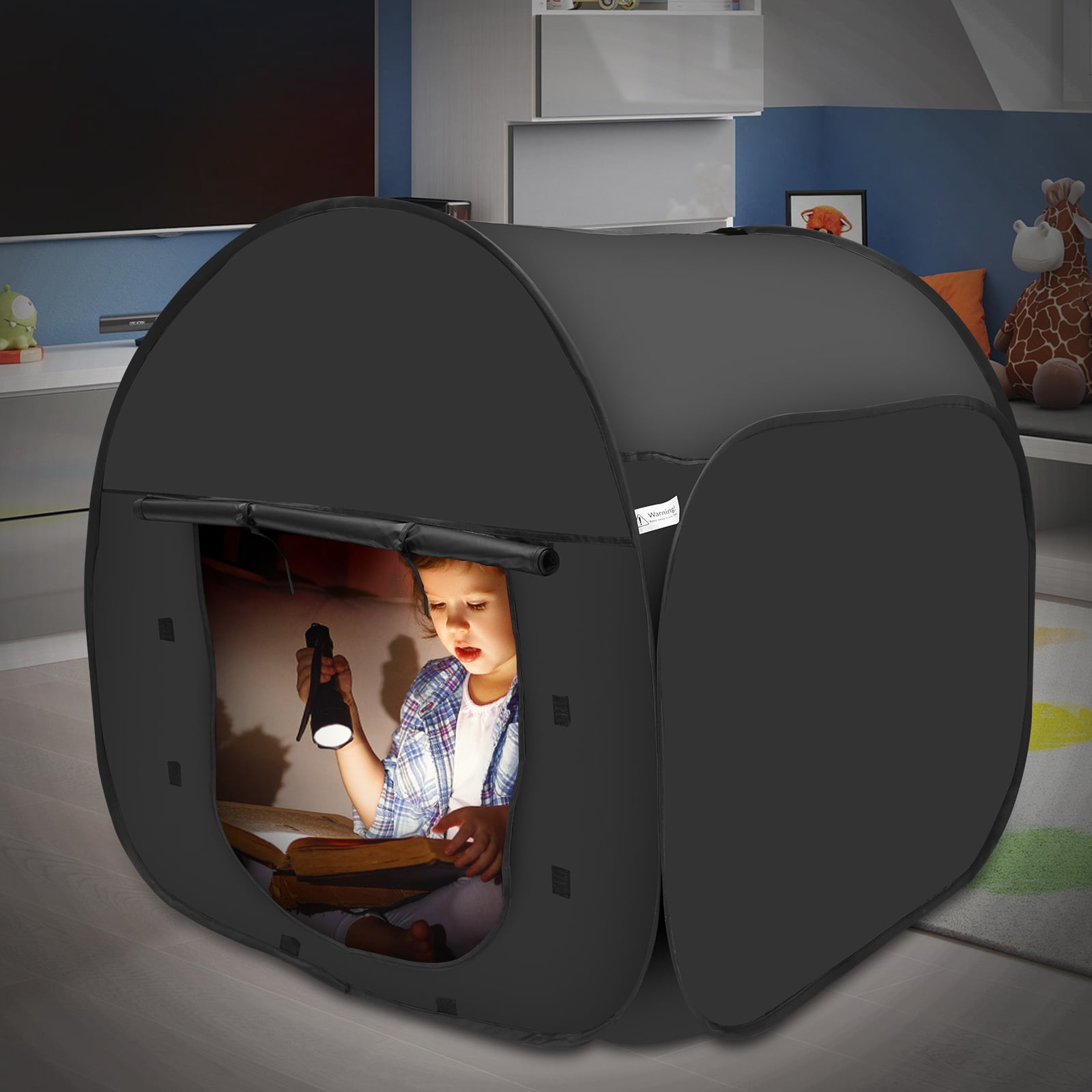 AEVXKHI Pop Up Blackout Calming Tent with 2 Windows, Easy to Set Up, Foldable Calm Down Black Tent, Comfortable Accommodate 1 to 2 People Calm Corner Tent for Kids - Image 8