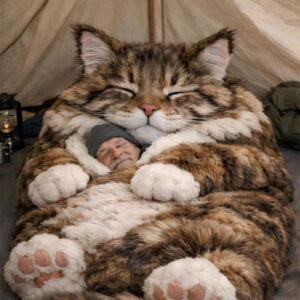 Chanana Cozy Cat-Themed Adult Soft Sleeping Bag – Plush Cat Envelope Sleeping Bag for Camping, Sleepovers & Home Lounging, Washable Warm Blanket, 68.9x31.5"