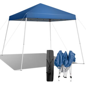 Canopy Tent, 8x8 FT Pop Up Canopy Outdoor Instant Tent Slant Legs with Carrying Bag， Portable Home Use Waterproof Folding Tent for Patio Deck Garden and Beach, Blue