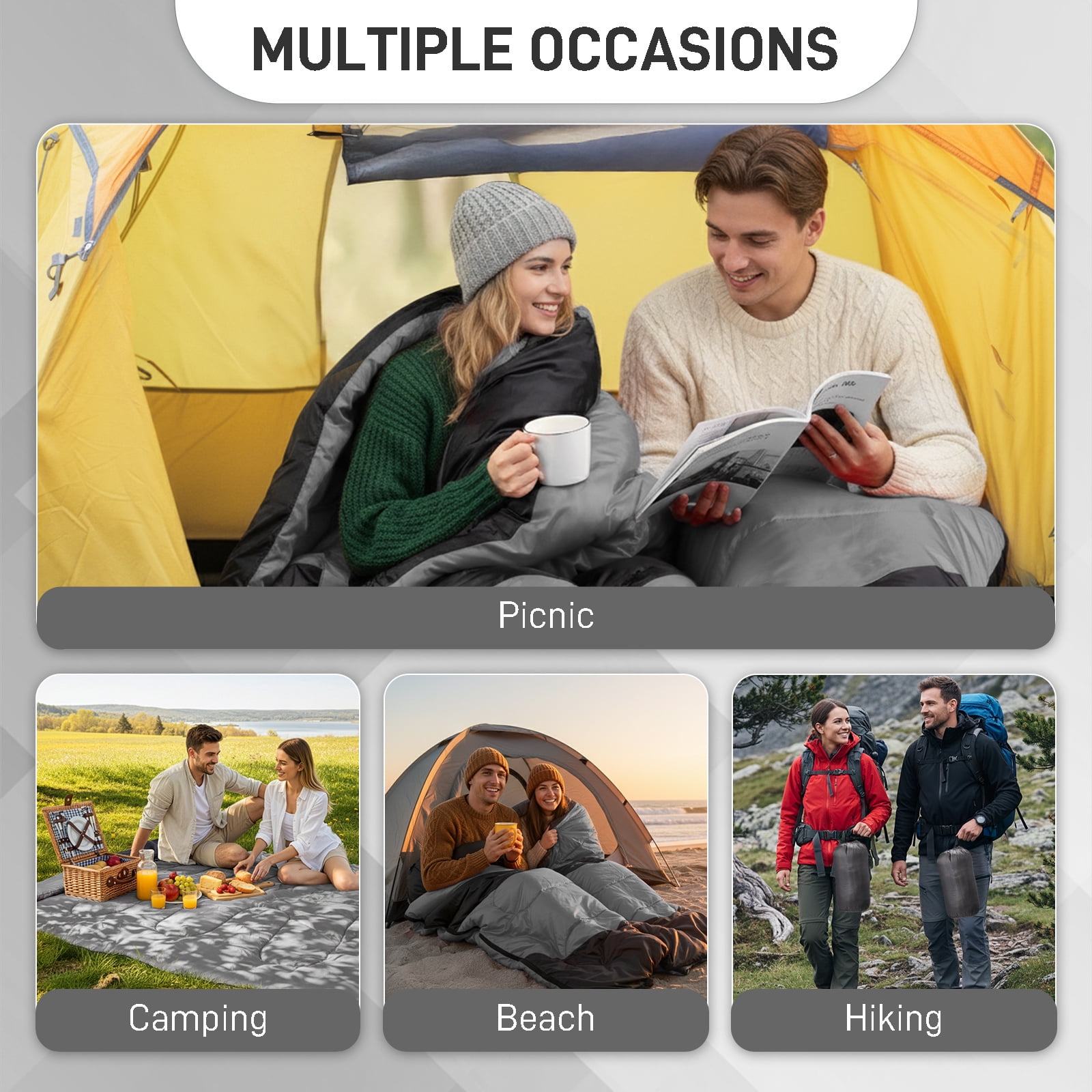 Zimtown Cold Weather Rectangular Sleeping Bag - Lightweight Camping Essential with Storage Bag, Use for 42-68 ℉, Blue - Image 12