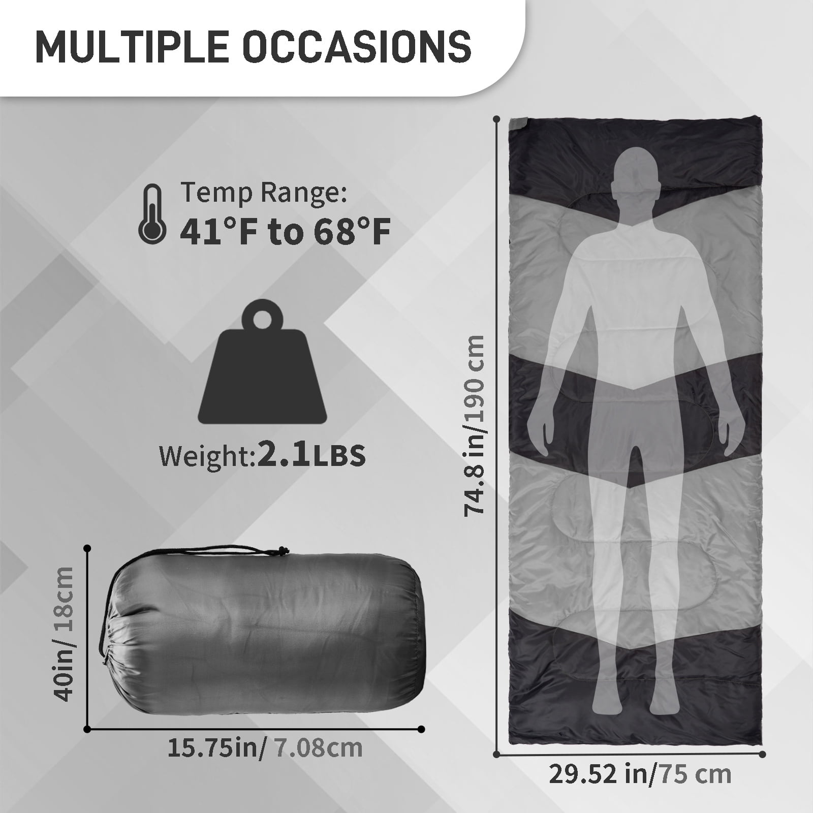 Zimtown Cold Weather Rectangular Sleeping Bag - Lightweight Camping Essential with Storage Bag, Use for 42-68 ℉, Blue - Image 14