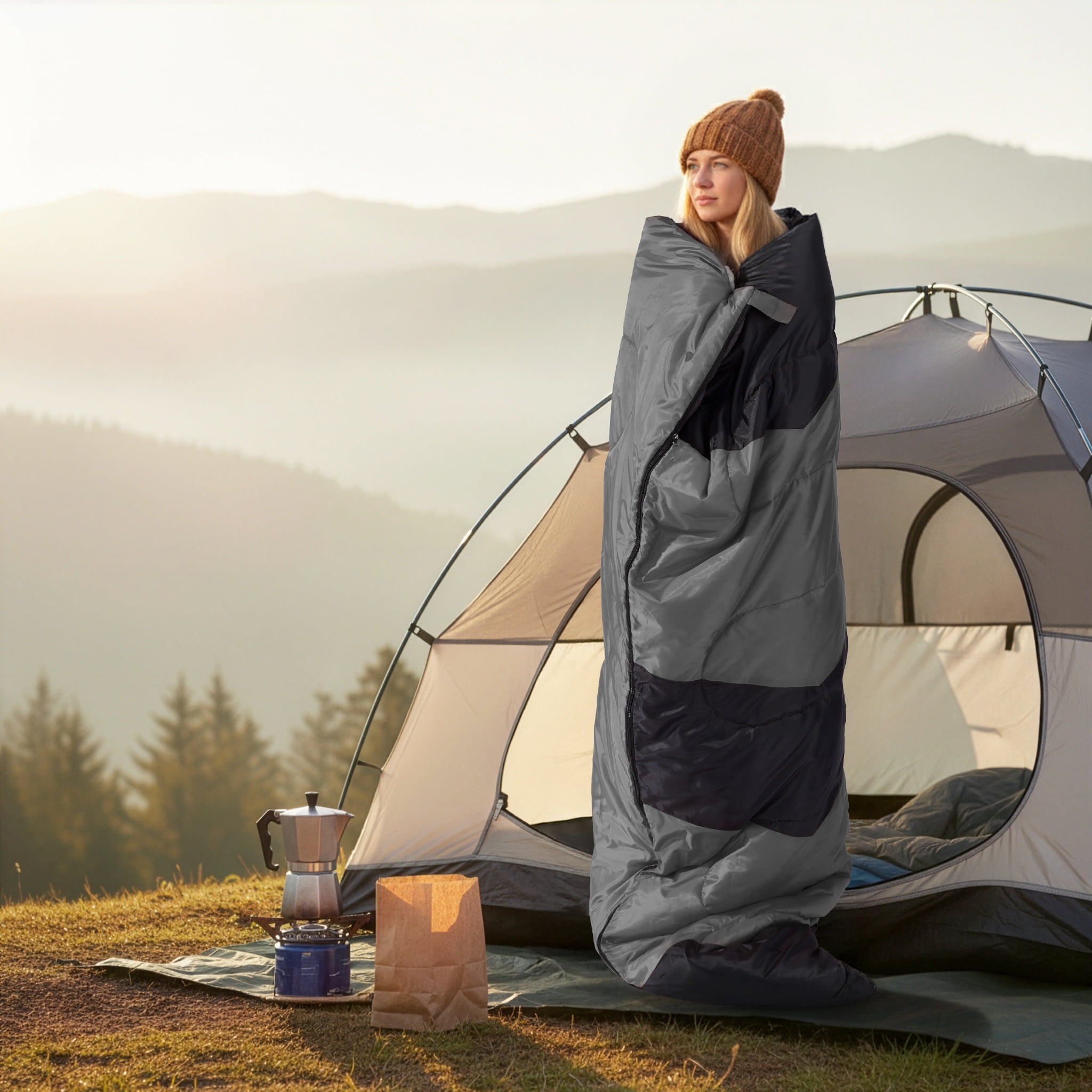 Zimtown Cold Weather Rectangular Sleeping Bag - Lightweight Camping Essential with Storage Bag, Use for 42-68 ℉, Blue - Image 15