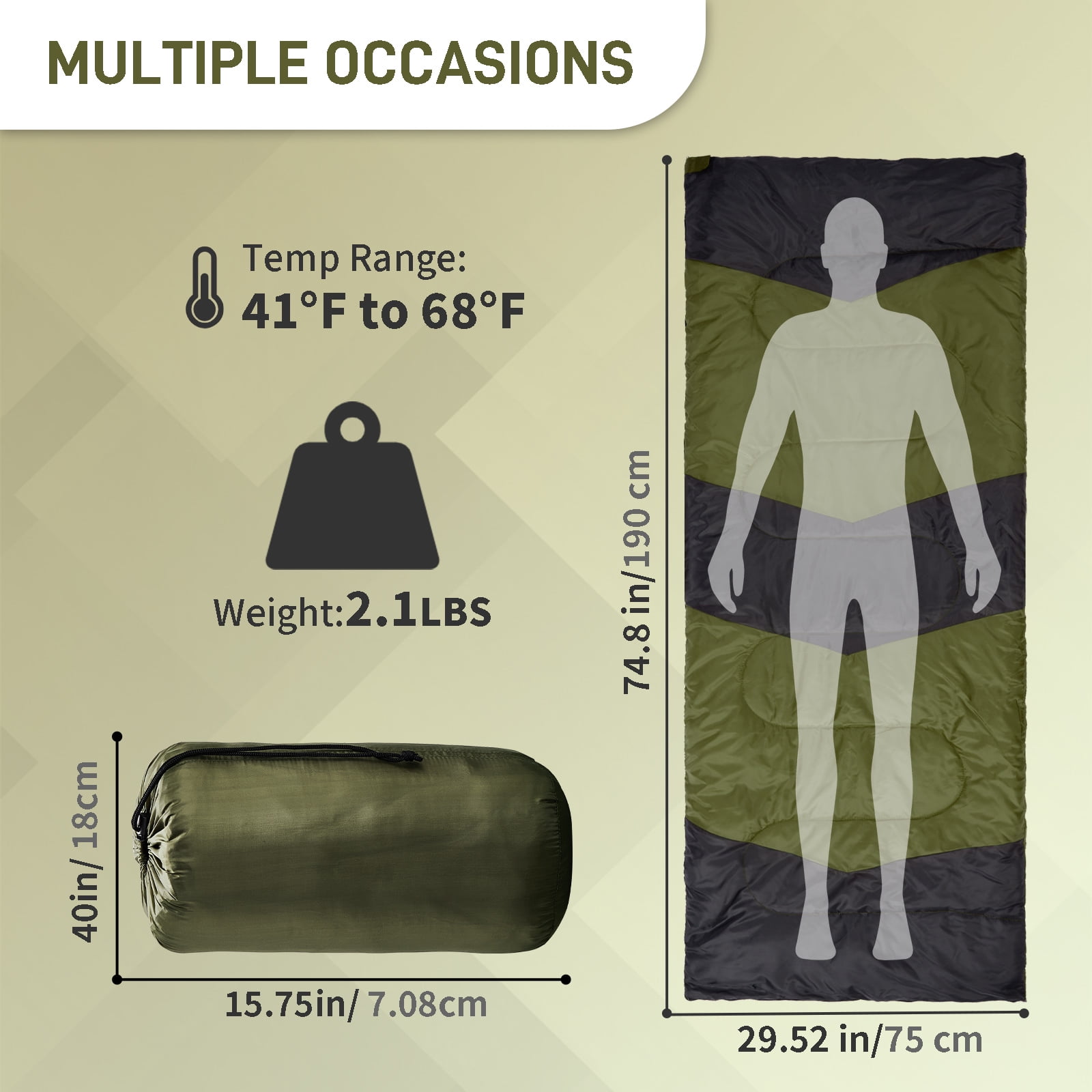 Zimtown Cold Weather Rectangular Sleeping Bag - Lightweight Camping Essential with Storage Bag, Use for 42-68 ℉, Blue - Image 22