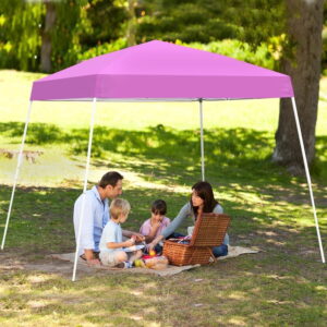 Ainfox 8 x 8 ft Pop up Canopy Tent, Instant Slant Outdoor Gazebo for Beach, Sun Shade,Outdoor Activies, Weddings,Pink