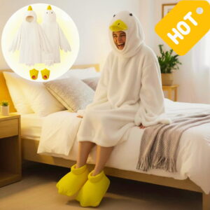 White Goose Sleeping Bag for Adults – Soft Warm Plush, Cute Design, Perfect for Camping or Lounging at Home, Machine Washable