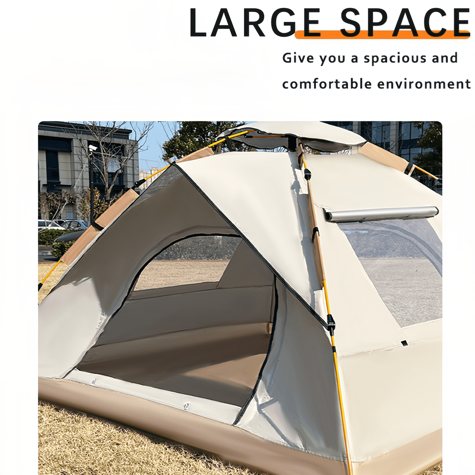 Camping Tent with Sun & Rain Protection, Quick Setup, Mesh Screen & Removable Ceiling, Reinforced Design for Outdoor Adventures and Family Use, White - Image 2