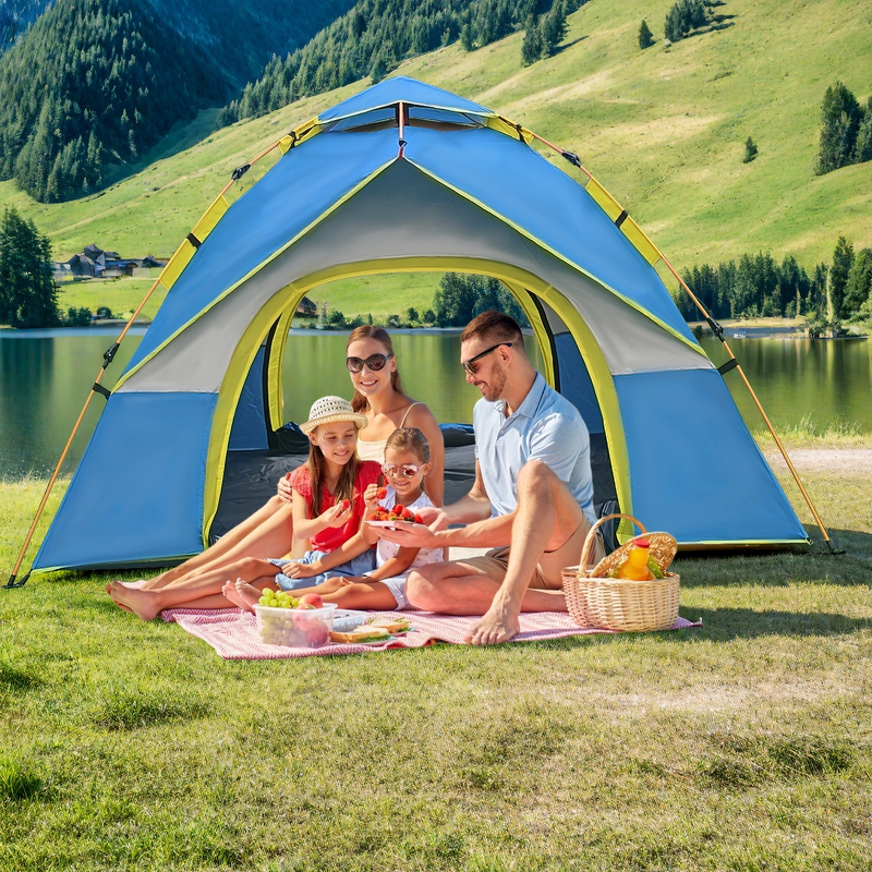 Camping Tent with Sun & Rain Protection, Quick Setup, Mesh Screen & Removable Ceiling, Reinforced Design for Outdoor Adventures and Family Use, White - Image 3