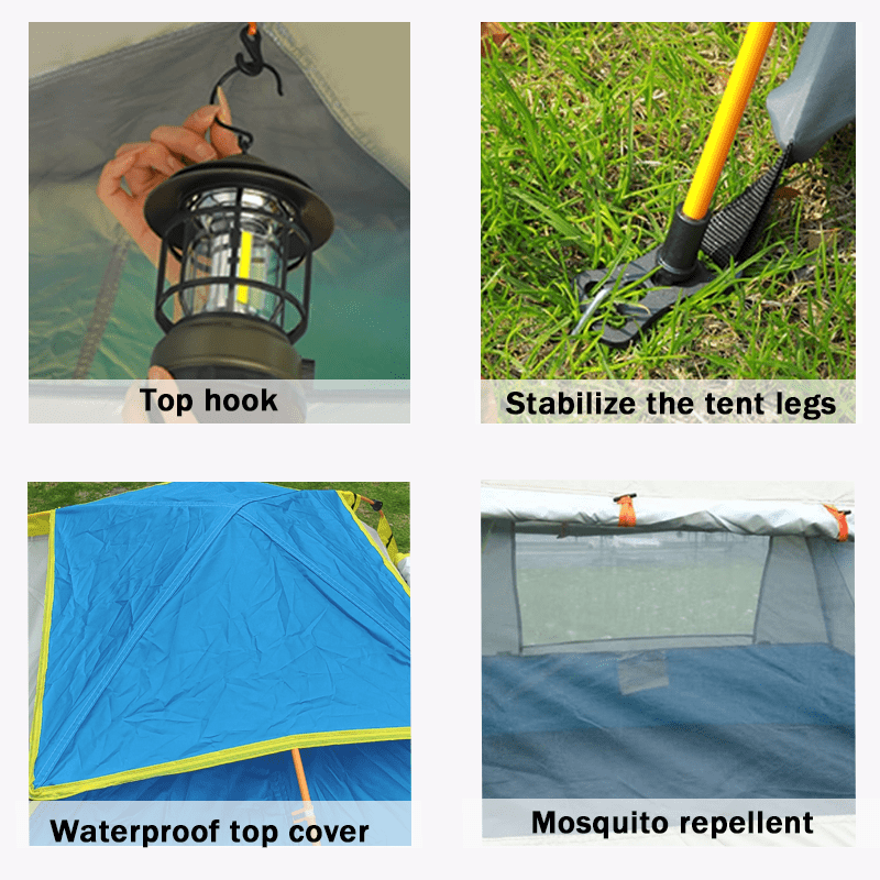 Camping Tent with Sun & Rain Protection, Quick Setup, Mesh Screen & Removable Ceiling, Reinforced Design for Outdoor Adventures and Family Use, White - Image 7