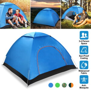 Pop-Up Tent for 3-4 People with 2 Net Doors and Carrying Bag