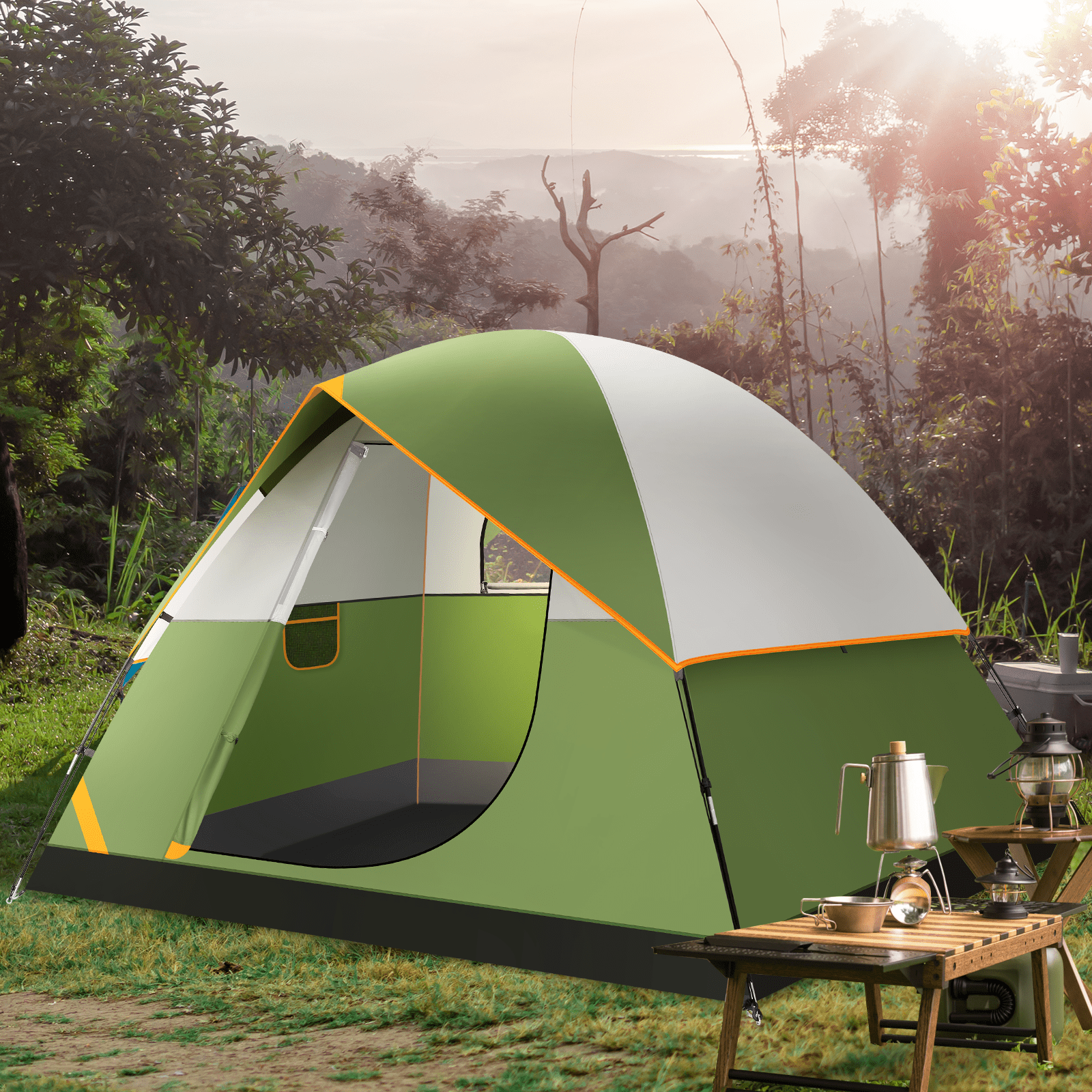 SANOPY Tent 4 Person Tent Easy Setup Camping Tent with Waterproof Rainfly, Windproof Design & Mesh Ventilation for Family, Hiking, Beach, and Travel - Image 4