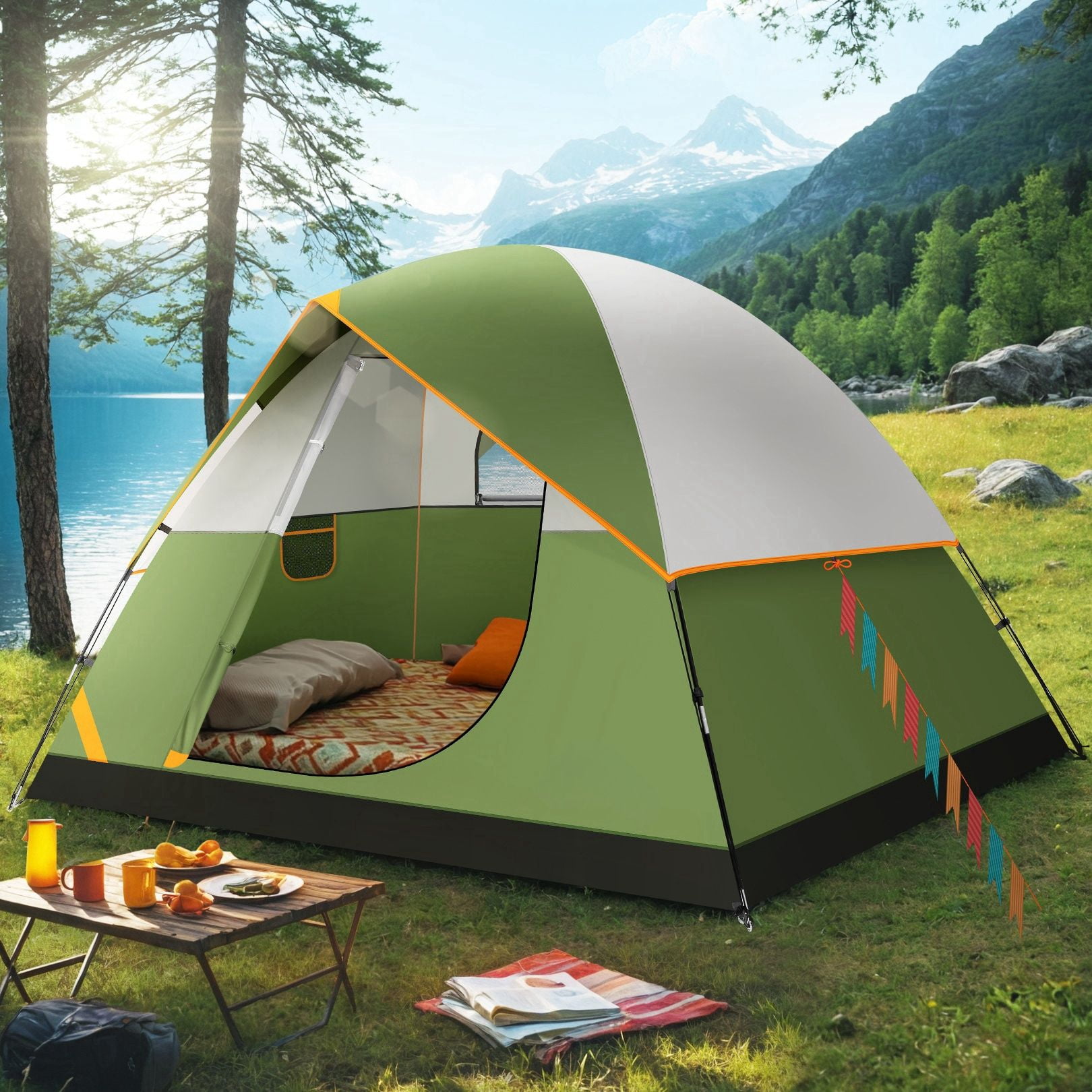SANOPY Tent 4 Person Tent Easy Setup Camping Tent with Waterproof Rainfly, Windproof Design & Mesh Ventilation for Family, Hiking, Beach, and Travel - Image 6