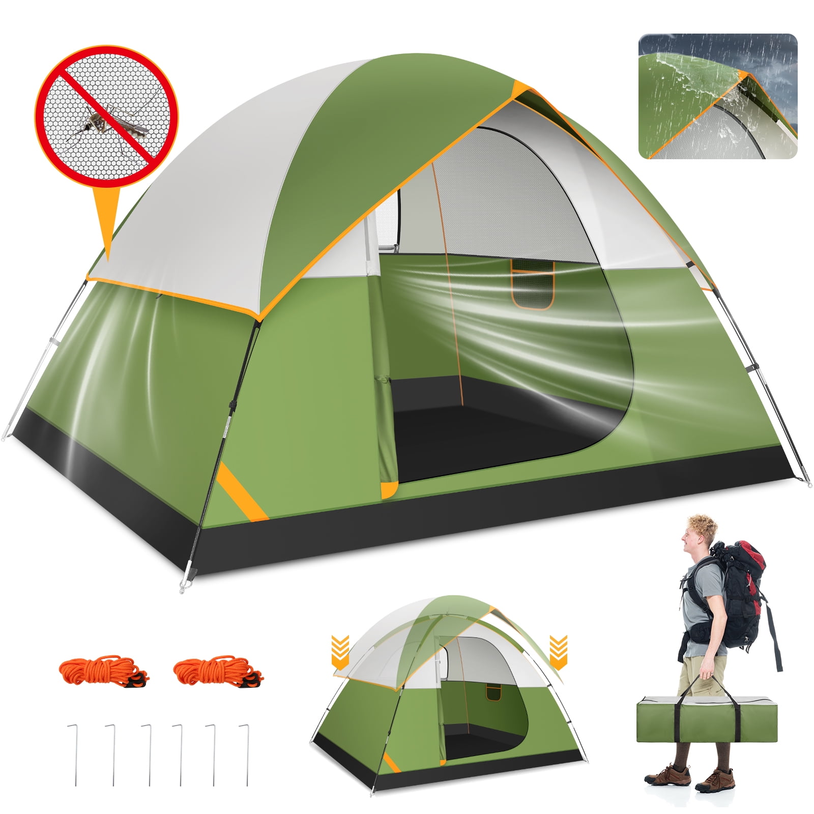 SANOPY Tent 4 Person Tent Easy Setup Camping Tent with Waterproof Rainfly, Windproof Design & Mesh Ventilation for Family, Hiking, Beach, and Travel - Image 8