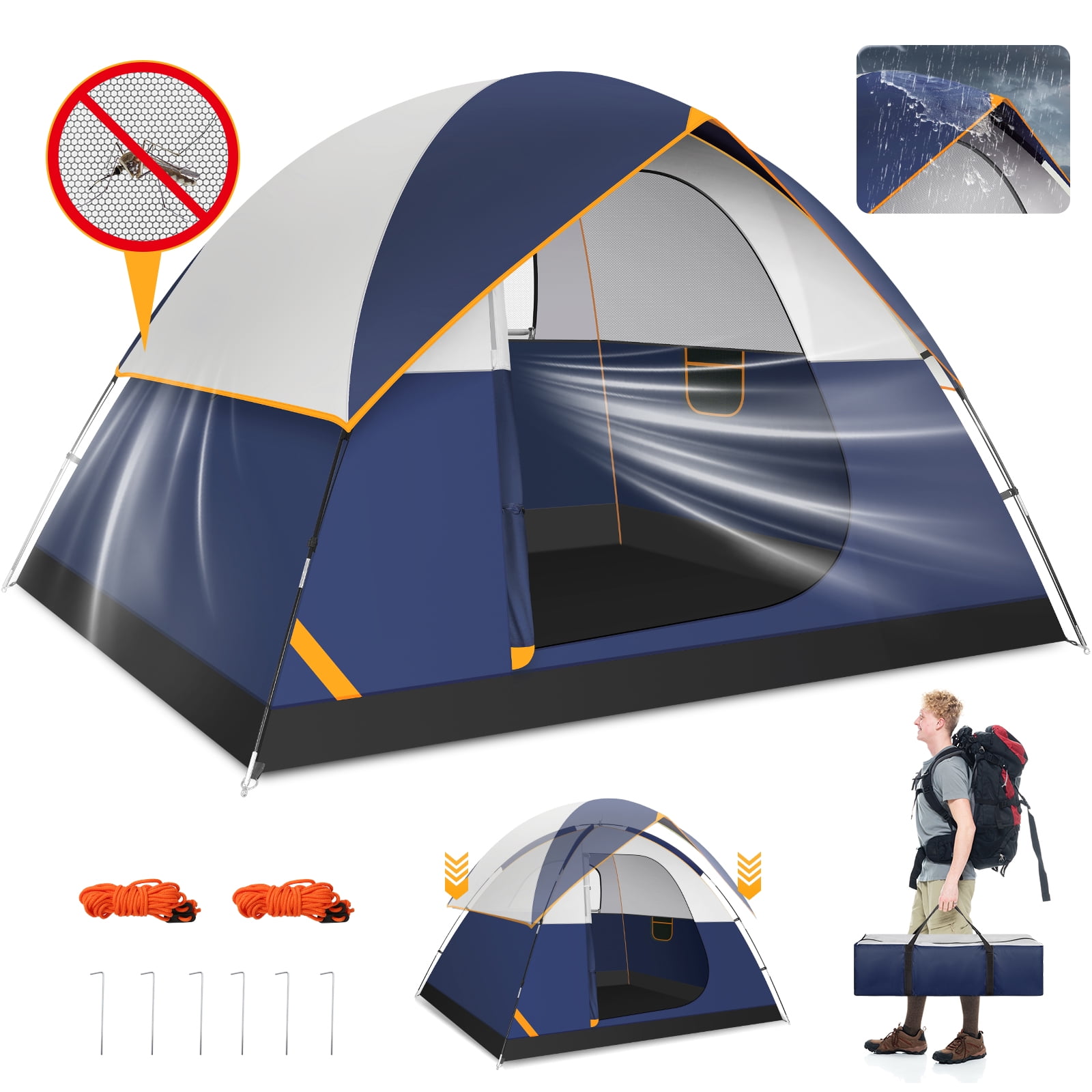 SANOPY Tent 4 Person Tent Easy Setup Camping Tent with Waterproof Rainfly, Windproof Design & Mesh Ventilation for Family, Hiking, Beach, and Travel - Image 11